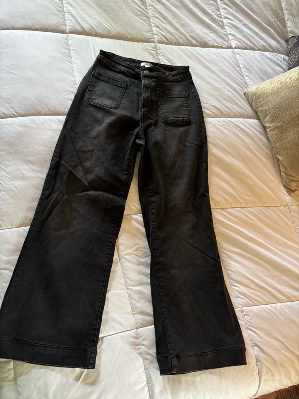 LC Lauren Conrad Black Wide-Leg Jeans with Front Patch Pockets